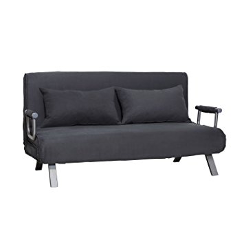 HomCom 58" Suede Convertible Sleeper Sofa - Gray