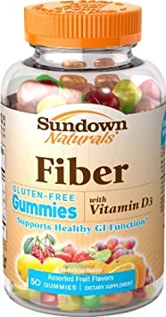 Sundown Naturals Fiber with D3 Gummies, 50 Count by Sundown Naturals