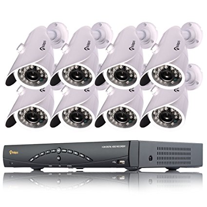 Anlapus CCTV Security Camera Kits Home Security System 8CH HDMI DVR 8pcs 700TVL 24 IR LEDS 20m/65FT Night Vision Outdoor Surveillance IP66 Waterproof (Include 1T HDD)
