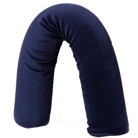 FY-Living Memory Foam Twist Neck Roll Pillow Shape Bendable Cervical Pillow Roll Velvet Cover Navy Blue 1-Pack