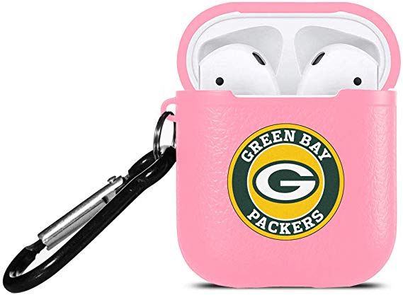 Packers AirPods Accessories Case Cover, Cute Airpods 2 and 1 Silicone Protective Case Dust Guard Shockproof Cover Skin with Carabiner, Airpod 1& 2 Case Shell for Women Girls Pink