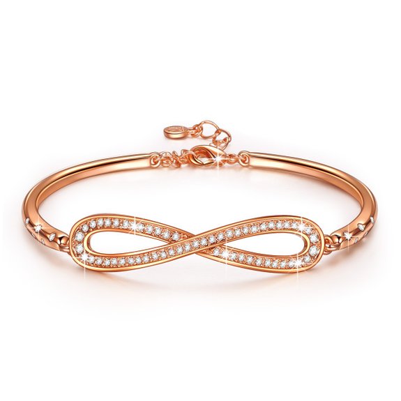 LadyColour “Endless Love” Infinity Swarovski Crystals Bangle Bracelets,Women Jewelry Gifts