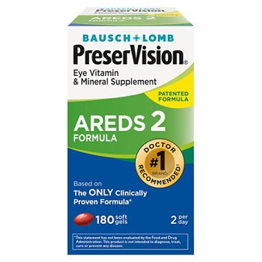 PreserVision AREDS 2 Eye Vitamin & Mineral Supplement with Lutein and Zeaxanthin, Soft Gels, 2Pack (180ct each) Hxf@k