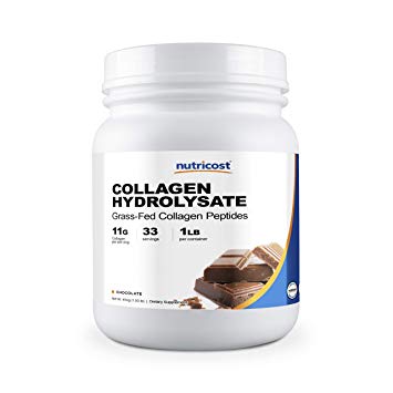 Nutricost Grass-Fed Collagen Powder 1LB (454 G) (Chocolate) - Pure Grass Fed Bovine Collagen Hydrolysate - Collagen Peptides