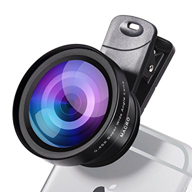 Evershop 2 in 1 Phone Camera Lens Kit, 0.45X Super Wide Angle Lens, 12.5X Macro Lens, 52mm Thread Clip Holder Clip On Cell Phone Lens for iPhone 7/6S/6S Plus/5S, Galaxy S8 Plus/S8/S7/S7 Edge