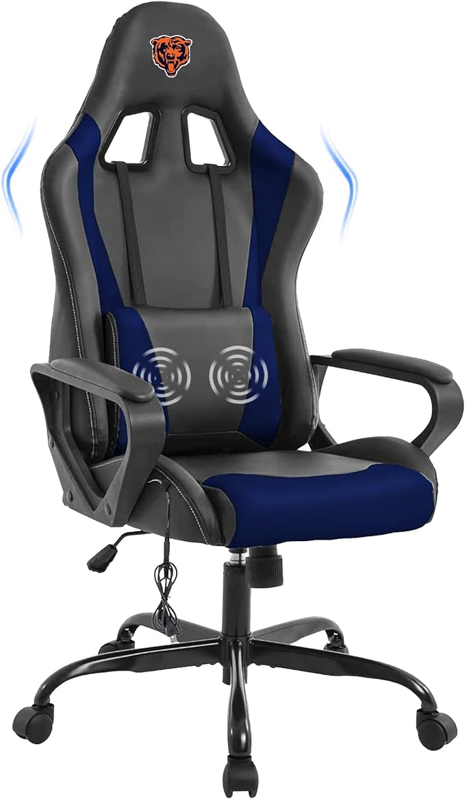 PayLessHere Gaming Chair Massage Office Chair High Back Computer Chair Comfortable Racing Chair Adjustable Height Ergonomic PU Desk Chair with Lumbar Support Armrest for Adults (Blue1)