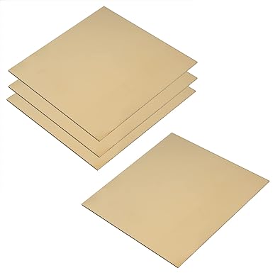 TSSS 4 PCS 1 mm Brass Sheet Plate 100 x 100mm, Flat Mental Brass Panel Plate, 18 Gauge