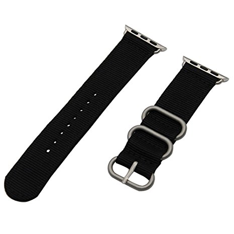 TRUMiRR Apple Watch 38mm 42mm Nylon Watchband iWatch Ballistic Nato Woven Strap Men Women Black