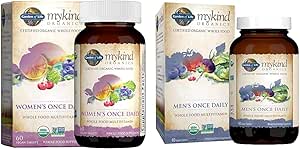 Garden of Life Multivitamin for Women & Multivitamin for Men - mykind Organic Men's Once Daily Whole Food Vitamin Supplement Tablets, Vegan, 60 Count