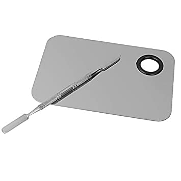 Brain Freezer Shiny Makeup Palette With Stainless Steel Round Shape Spatula, 100 g (Square Silver)