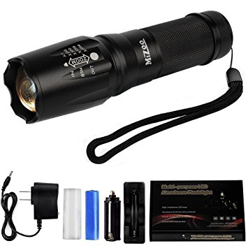 MIZOO Flashlight LED Torch Classic Zoomable Ultra Waterproof Rechargeable Flashlights Set
