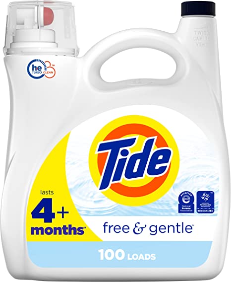 Tide Free & Gentle Liquid Laundry Detergent, 100 loads, 146 fl oz, HE Compatible