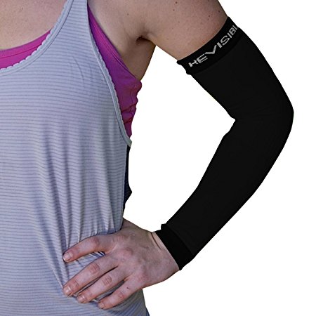 Compression Arm Sleeves – BeVisible Sports – Best Arm Support For Men Women and Youth - Boosts Circulation Aids Faster Recovery With SPF 50  UV Sun Protection - 1 Pair –