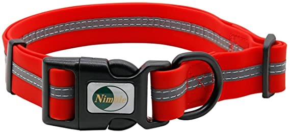 NIMBLE Dog Collar Waterproof Pet Collars Anti-Odor, Adjustable, Reflective, Durable PVC Coated Nylon Basic Dog Collars 9 Colors in Size S/M/L