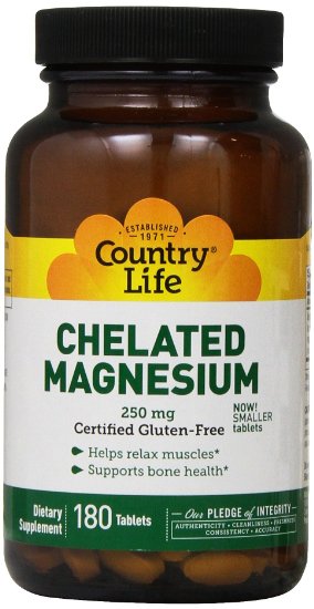 Country Life - Chelated Magnesium, 250 mg, 180 tablets