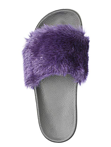 Adorllya Womens Slippers, Cute Fuzzy FILP Flops Slides Wide Width Comfortable Fur Slippers for Women