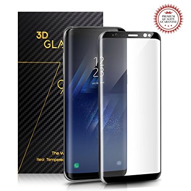 Ameauty Samsung Galaxy S8 Screen Protector, Full Coverage, 3D Curved Tempered Glass Screen Protector for Samsung Galaxy S8 -Black