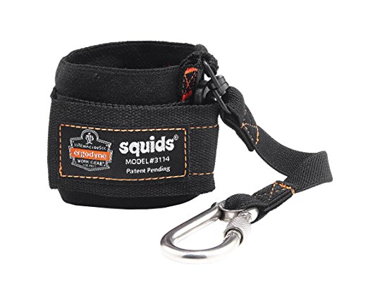 Squids 3114 Pull-On Wrist Lanyard with Carabiner, Black