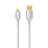 Anker 10ft  3m Nylon Braided Tangle-Free Micro USB Cable with Gold-Plated Connectors for Android Samsung LG HTC Nexus Sony and More silver