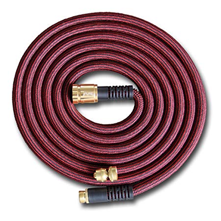 Pure Expandable Garden Hose 50' with Spray Nozzle Best Expanding Retractable Water Pipe for Garden Lawn Zero Kink Red Line