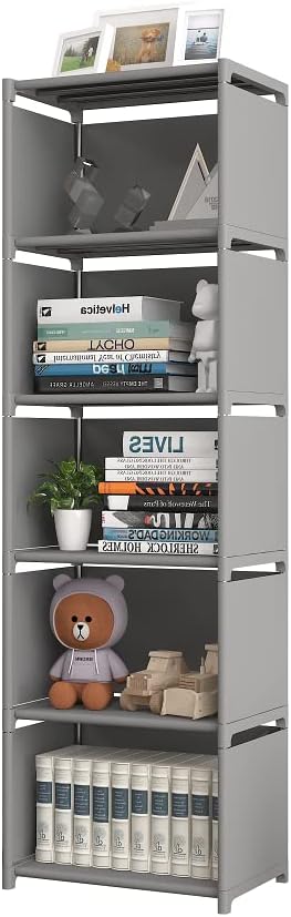 Rerii Cube Storage Shelves, 5 Cubes Closet Bedroom Organizer, Bookshelf Bookcase for Bedroom, Living Room, Small Spaces, 6-Layer