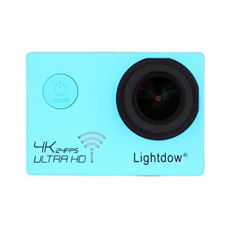 Lightdow LD-4K 12.40M Real 4K High Speed Wifi Sports Action Camera Bundle with Upgrade DSP: Novatek NT96660 Chip, Sony IMX117CQT COMS Sensor, 170° Wide Angle Lens and Bonus Battery (Blue)