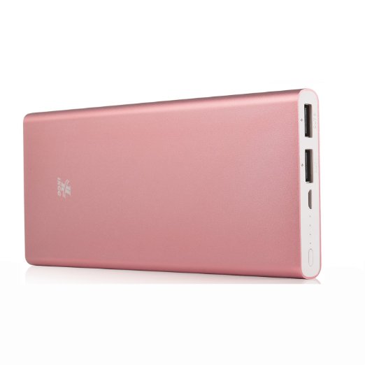 15000mAh iXCC ® Upgraded Dual USB Power Bank - Portable External Backup Battery Pack for Smartphones, MP3 Players, Tablets and More (Pink)