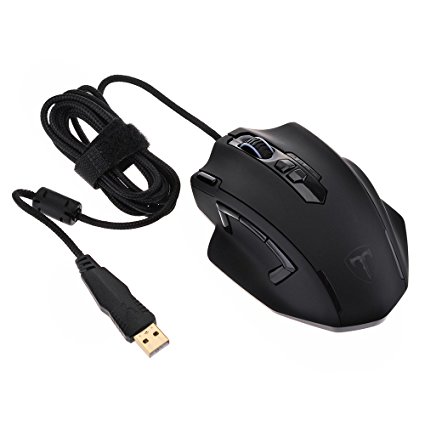 Patec Professional LED Optical 4000 DPI Programmable 11 Button USB Wired Gaming Mouse Mice for Pro Game Notebook PC Laptop Computer -- Black