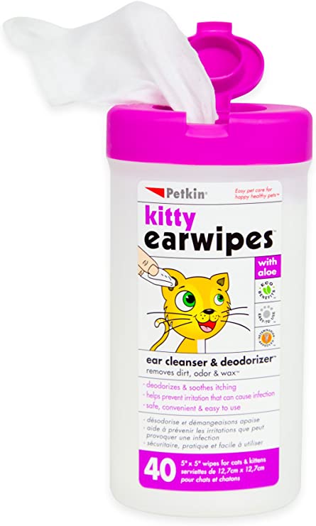 Petkin Kitty Ear Wipes, 40-Count Pack