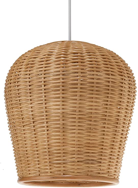 KOUBOO 1050032 Wicker Pod Pendant Light, 11.5" x 11.5" x 12.5", Natural