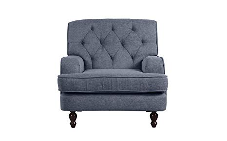 Divano Roma Furniture Modern Tufted Fabric Living Room Armchair (Light Grey)