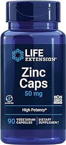 Life Extension Taurine 1000mg and Zinc 50mg Immune and Heart Health Supplements Bundle, 90 Vegetarian Capsules