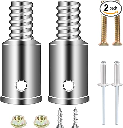 2 Pcs Threaded Tip Replacement,Ultra Threaded Tip Repair Kit Metal Threaded Handle Tips for 1" Wood or Metal Poles Handle Replacement Extension Pole Adapter for Mop,Broom,Household Cleaning Tools