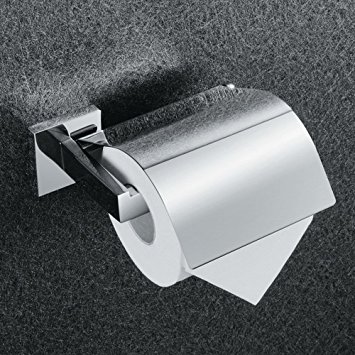 KES SUS304 Stainless Steel Toilet Paper Roll Holder with Cover Wall Mount Polished Finish, A2571