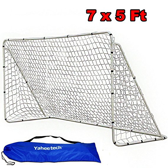 Yaheetech 7 x 5 ft Portable Soccer Goal Steel Post with White Nets Sports Competition Soccer Goal