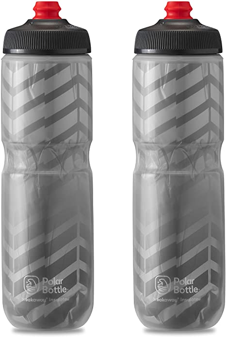 Polar Bottle Breakaway Insulated Bike Water Bottle 2-Pack - BPA Free, Cycling & Sports Squeeze Bottle (Bolt Charcoal 24oz)