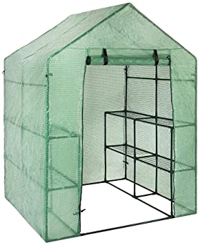 ZABB Garden Greenhouse with PVC Zip Cover - Plastic 3-Tier 8 Shelves Reinforced Metal Frame Green House, Walk-in Plant Flower Greenhouse for Outdoors, Patio, Terrace, Backyard(Frame is Not Included)