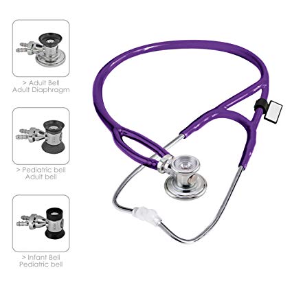 MDF Sprague-X Redesigned Sprague Rappaport Stethoscope with Adult, Pediatric, and Infant convertible chestpiece - Free-Parts-for-Life & Lifetime Warranty - Purple (MDF767X-08)