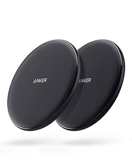 Anker Wireless Charger, 2 Pack PowerWave Pad, Qi-Certified, 7.5W for iPhone 11, iPhone 11 Pro, iPhone 11 Pro Max, XR, Xs, X, 8, 8 Plus, 10W for Galaxy S10 S9 S8, Note 10 Note 9 Note 8 (No AC Adapter)