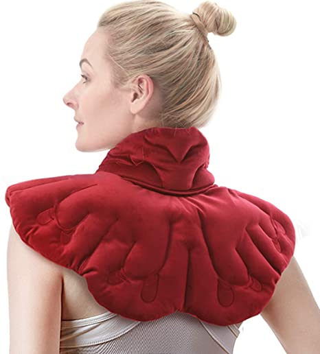 Aroma Season Butterfly Heated Neck Warmer Shoulder Heat Pad Microwavable Arthritis Relief Filled with Natural Herbs (Red)