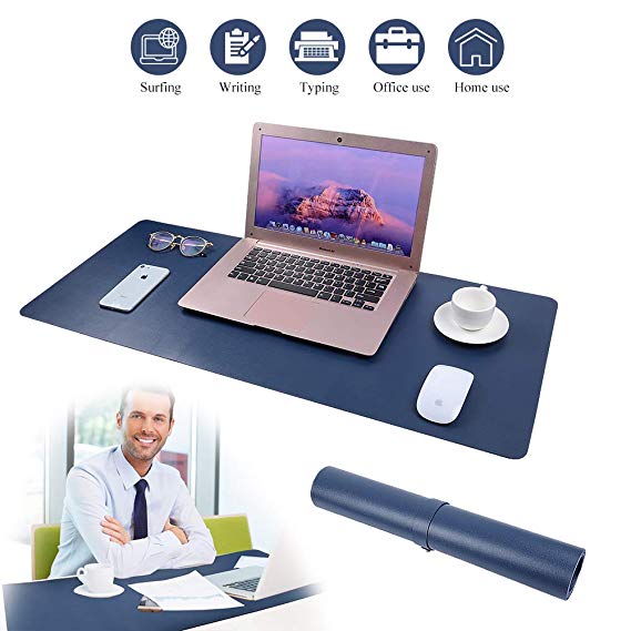 Desk Pad for Office Home 33" x 14",PU Leather Waterproof Large Desk Writing Mat Organizer,Multifunctional Ultra Thin Dual Use Desk Blotters Mouse Pad Protector