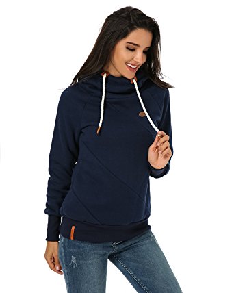 ZANZEA Women Solid Slim Fit Long Sleeve Fleece Hoodie Pullover Hooded Sweatshirt