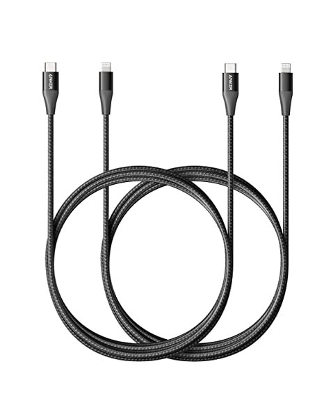 Anker USB C to Lightning Cable [6 ft, 2-Pack] Powerline  II Nylon Braided Cable for iPhone 11/11 Pro / 11 Pro Max/X/XS/XR/XS Max / 8/8 Plus/AirPods Pro, Supports Power Delivery