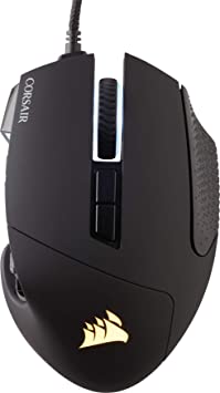 Corsair Scimitar ELITE RGB Optical MOBA/MMO Gaming Mouse (18000 DPI Optical Sensor, 17 Programmable Buttons, 4-Zone RGB Multi-Colour Backlighting, Contoured Shape, On-Board Storage) - Black