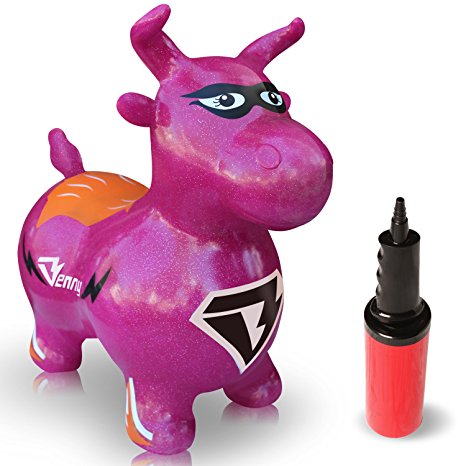 WALIKI TOYS Bouncy Horse Hopper, Pump Included (Benny the Jumping Bull Inflatable Hopping Animal, Riding Horse for Kids, Hoppy Horse, Ride-on Hopper Horse, Purple, for Toddlers)
