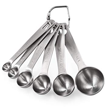 Measuring Spoons: U-Taste 18/8 Stainless Steel Measuring Spoons Set of 6 Piece: 1/8 tsp, 1/4 tsp, 1/2 tsp, 1 tsp, 1/2 tbsp & 1 tbsp Dry and Liquid Ingredients