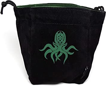 Reversible Large Microfiber Dice Bag – Self Standing and Holds Over 250 Polyhedral Dice with Drawstring Tie – Multiple Designs Available (Cthulhu)