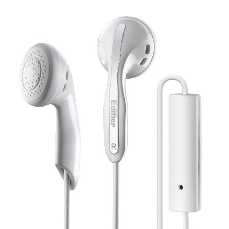 Edifier P180 Headphones with Mic and Inline Control - Stereo Earbud Earphone Earpod Headphone with Microphone and Remote High Quality For Apple iPhone Samsung HTC Nokia - White