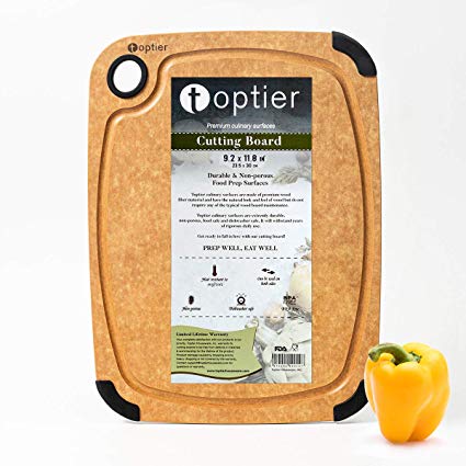 Cutting Board, TOPTIER Wood Fiber Cutting Board for Kitchen, BPA Free, Dishwasher Safe, Reversible, Juice Groove, Eco-Friendly, Non Porous, Natural Small Cutting Board, 11.5 x 9.25-inch, Natural Slate