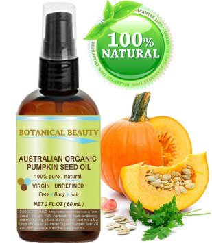 ORGANIC PUMPKIN SEED OIL Australian 100 Pure  Natural  Undiluted Unrefined Cold Pressed Carrier Oil 2 Floz- 60 ml For Skin Hair Lip And Nail Care One Of The Richest Sources Of Enzymes Fatty Acids Iron Zinc Vitamins A C E And K by Botanical Beauty
